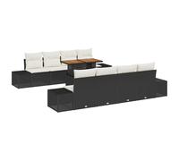 vidaXL Set da Pranzo da Giardino 9 Pezzi con Cuscini Nero Polirattan Acacia Posti a Sedere Esterni Perfetti per Incontri in Giardino Mobili Tavolo Divano Patio Divano 4 Seater Divano Modulare