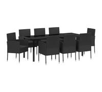vidaXL Gartenstühle mit Schwarzen Kissen 4 STK. Poly-Rattan Außenarmstuhl für Patio Garten Moderner Stuhl mit PE Rattan Kissen Bequeme Sitzfläche Rechteckiges Set