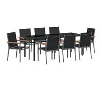 vidaXL Set da Pranzo da Giardino da 9 Pezzi in Textilene Nero e Acciaio di, Perfetto per patii, balconi e Giardini. Design Moderno e Comodo, Montaggio Necessario. Ottimo per arredare Il Tuo Patio, t