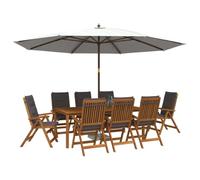 vidaXL Set da pranzo da giardino da 9 pezzi Naturale