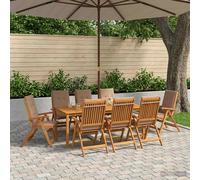 vidaXL Set da pranzo da giardino da 9 pezzi Naturale