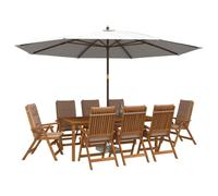 vidaXL Set da pranzo da giardino da 9 pezzi Naturale