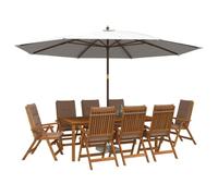 vidaXL Set da pranzo da giardino da 9 pezzi Naturale