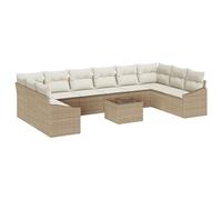 vidaXL Set da 11 Pezzi Modulari da Esterno con Cuscini Resistenti alle Intemperie in Beige e Marrone per Balcone Patio Giardino Mobili Moderni Eleganti Sedute in Polirattan Testurizzato Estivo