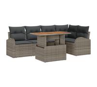 vidaXL Set da Pranzo da Giardino di 6 Pezzi con Cuscini Grigio in Polyrattan e Acacia