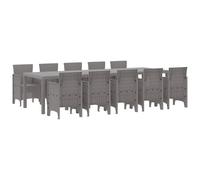 vidaXL Set da Pranzo da Giardino da 11 Pezzi in polyrattan Grigio Chiaro, Tavolo da Giardino Grigio Chiaro 150x100x73 cm polyrattan, Sedie da Giardino 2 pz Grigio Chiaro polyrattan, SED