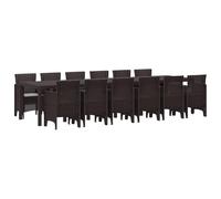 vidaXL Set da Pranzo da Giardino in 13 Pezzi, Marrone, Rattan Sintetico - Tavolo Rettangolare per 12 Persone, Design Moderno, Resistente ai Raggi UV - Perfetto per Patio o Balcone, Seduta Estiva Lou