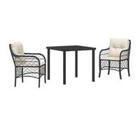 vidaXL 5-Teiliges Garten-Ess-Set mit Kissen Beige Poly-Rattan Außenmöbel abnehmbare Bezüge für Balkon und Patio-Stuhl PE-Korb-Bistro-Stühle