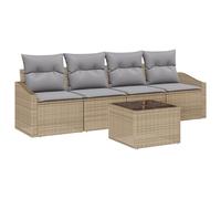 vidaXL Set da Pranzo da Giardino in 5 Pezzi con Cuscini Beige Rattan Polivalente