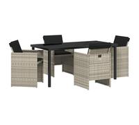 vidaXL Set da Pranzo da Giardino 5 Pezzi con Cuscini Grigio Chiaro in polyrattan