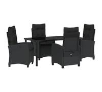 vidaXL Set da Pranzo da Giardino 5 Pezzi con Cuscini in polirattan Nero, Schienale Regolabile e Design Moderno, Perfetto per Esterni Come Patio e balconi. Ideale per Il Giardino e Come sedie Sdraio p