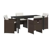 vidaXL Set da Pranzo da Giardino a 5 Pezzi con Cuscini Marrone Rattan Sintetico
