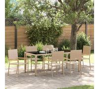 vidaXL Set da pranzo da giardino in 7 pezzi in polirattan beige