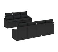 Set da Pranzo da Giardino Poly Rattan 8 Pezzi con Cuscini per Mobili da Esterno, Tavolo Rettangolare, Posti Comodi per 7, Perfetto per Patio, Divano a Tre Posti Modulare