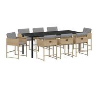 vidaXL Set da Pranzo da Giardino 9 Pezzi con Cuscini Polyrattan Beige