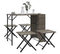 vidaXL Set da Pranzo da Giardino Pieghevole 5 pz Grigio in Polyrattan