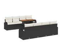 vidaXL Set da Pranzo da Giardino vitaXL con 9 pezzi e cuscini Nero Rattan Acacia