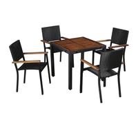 vidaXL Set da Pranzo Esterni 5 pz Sedie Tavolo Set da Giardino Mobili da Pranzo Arredamento da Pranzo per Esterni Rattan e Legno Massello Acacia