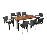 vidaXL Set da Pranzo Esterni 9 pz Sedie Tavolo Set da Giardino Mobili da Pranzo Arredamento da Pranzo per Esterni Rattan e Legno Massello Acacia