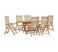vidaXL Elegante tavolo da pranzo pieghevole per esterni, per 6 persone, in legno massello di acacia, finitura oliata, salvaspazio, per uso interno/esterno, perfetto per giardino o patio, durevole ed