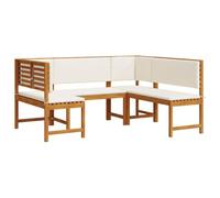vidaXL Set da Pranzo Esterno in Panna | Legno Massello di Acacia 2 Panchine + 1 Sedia Mobili Resistenti ai Raggi UV per Giardino e Patio Seduta Spaziosa per Fino a 6 Persone Sedie Modulari Comode TAV