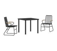 vidaXL Gartenstühle Set aus 4 Schwarz PVC Rattan Outdoor Lounge Armchair mit Stahlrahmen für Terrasse Balkon Stuhl Liegestuhl