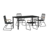 vidaXL Gartenstühle Set aus 4 Schwarz PVC Rattan Outdoor Lounge Armchair mit Stahlrahmen für Terrasse Balkon Stuhl Liegestuhl