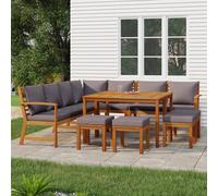 vidaXL Set da Pranzo Giardino 11 pz con Cuscini Legno Massello Acacia