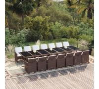 vidaXL Set da Pranzo Giardino 15 pz con Cuscini in Polyrattan Marrone