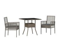 vidaXL Set da Pranzo Giardino 3 Pezzi Grigio in Polyrattan