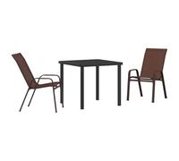 vidaXL Set da Pranzo Giardino 3 Pezzi Marrone e Nero - Tavolo Quadrato 80 x 80cm con sedie impilabili. Perfetto per Esterni, con Un Design Moderno per Il Patio, Il Balcone o la terrazza. Ideale per