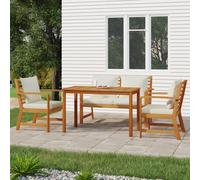 vidaXL Set da Pranzo Giardino 4pz con Cuscini Legno Massello di Acacia