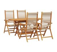 vidaXL Set da Pranzo Giardino 5 Pezzi Beige in Legno di Acacia Massiccio - Tavolo e Sedie Pieghevoli Ideali per Patio o Balcone, per 4 Persone. Perfetti per Il Divertimento, Mobili per Terrazza, SED