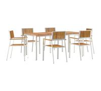 vidaXL Set da Pranzo da Giardino 7 Pezzi in Legno massello di Acacia, Tavolo da Pranzo all'aperto 180x90x75 cm in Legno massello di Acacia, Sedie da Giardino impilabili 2 pz in Legno massello