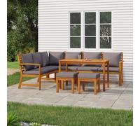 vidaXL Set da Pranzo Giardino 7pz con Cuscini Legno Massello di Acacia