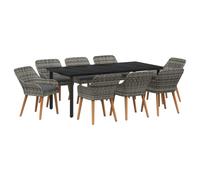 vidaXL Set da Pranzo Giardino 9 Pezzi Grigio in Polyrattan | Comprende 1 Tavolo e 8 Sedie. Mobili Resistenti ai Raggi UV, Comodi per Gli Adulti. Ideali per divertirsi all'aperto, in Patio, in terraz