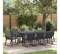 vidaXL Set da Pranzo Giardino con Cuscini 9 pcs Antracite Medio