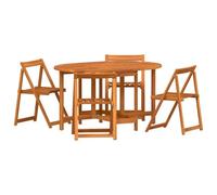vidaXL Set da Pranzo Giardino Farfalla Pieghevole - Tavolo da 110 cm + 4 Sedie in Legno Acacia Naturale per Patio Esterno e Terrazza, Pieghevole e Oliato