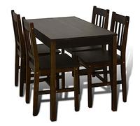Set Tavolo da Pranzo con 4 Sedie Marrone