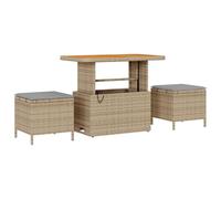 vidaXL Set da Pranzo Moderno in Rattan Balcone | 2 Sgabelli Beige e Grigio Resistente ai Raggi UV Mobili da Esterno Tavolo Rettangolare Ideale per Lettura Giardino Patio Imbottito per 2 Persone C