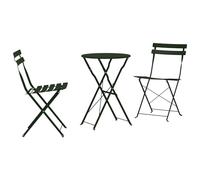 vidaXL Set da Pranzo Outdoor Circolare Compatto 2 Sedie Leggero Pieghevole e Resistente alle Intemperie Mobili in Metallo per Balcone e Patio Colore Verde Scuro Design Minimalista Tavolo da Giard