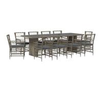vidaXL Set da pranzo per esterni 11 pz Grigio polyrattan