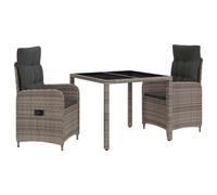 vidaXL Set da pranzo per esterni 3 pcs Grigio chiaro e grigio scuro, Set da pranzo moderno e alla moda per esterni, tavolo resistente al tempo per feste in giardino, balconi e serate all'aperto