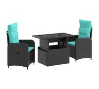 vidaXL Set da pranzo per esterni 3 pcs polyrattan, Set da giardino regolabile, mobili outdoor resistenti, lounge moderna, collezione patio resistente alle intemperie