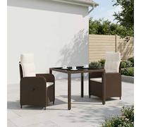 vidaXL Set da pranzo per esterni 3 pz Marrone e Bianco Crema