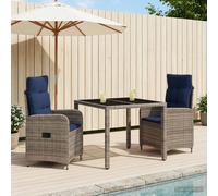 vidaXL Set da pranzo per esterni 3 pz polyrattan