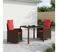 vidaXL Set da pranzo per esterni 3 pz polyrattan