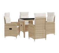 vidaXL Set di 5 tavoli da esterno beige e bianco crema, 90 x 90 x 75 cm, elegante e moderno set da pranzo per esterni, in rattan, resistente alle intemperie, per il piacere all'aria aperta