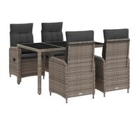 vidaXL Set da pranzo per esterni 5 pcs Grigio chiaro e grigio scuro, Set da pranzo moderno e alla moda per esterni, tavolo resistente al tempo per feste in giardino, balconi e serate all'aperto