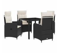 vidaXL Set da pranzo per esterni 5 pcs Nero e Bianco Crema, Set da pranzo moderno e alla moda per esterni, tavolo resistente al tempo per feste in giardino, balconi e serate all'aperto